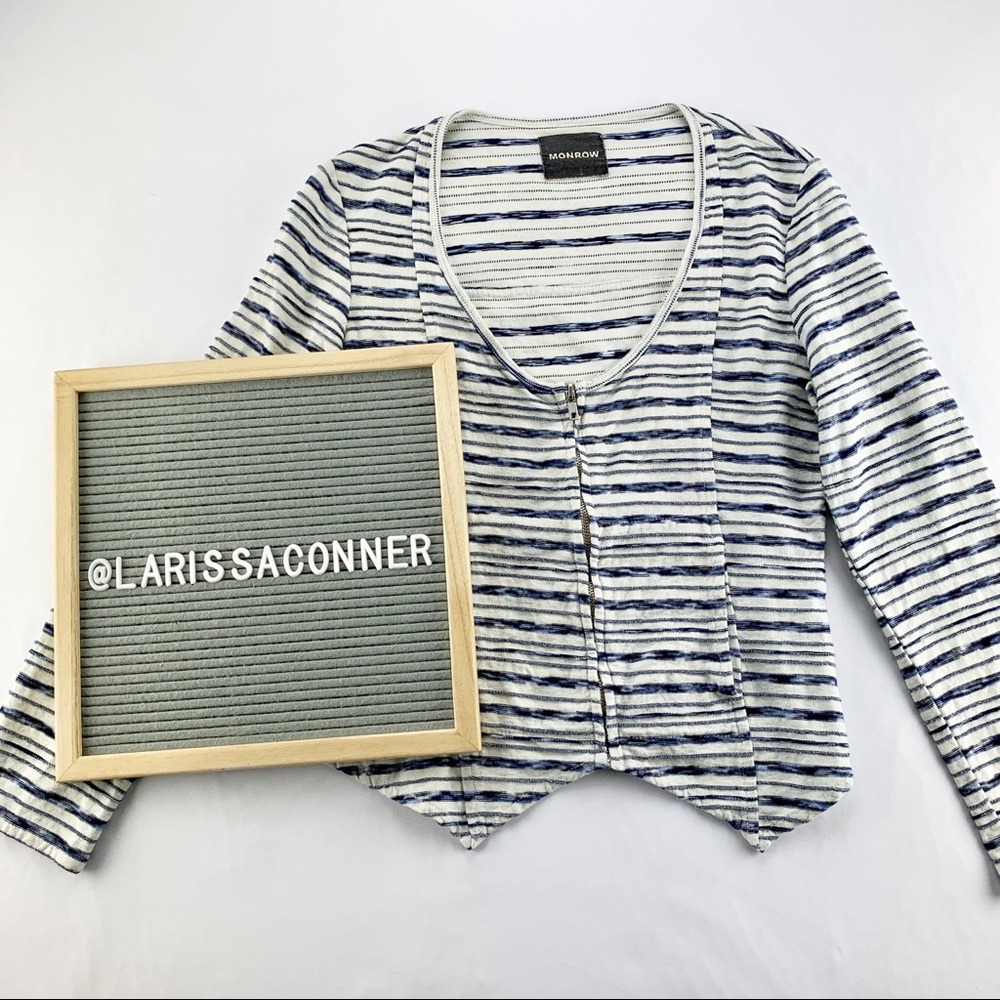MONROW Lightweight Stripe Zipper Jacket Size S